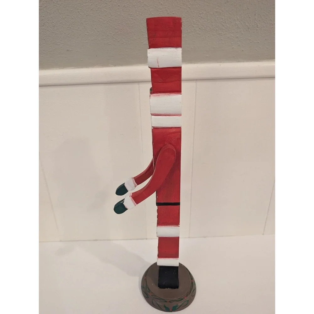 Vintage Santa Claus Figurine Hand Carved Wood Jointed Arms Folk Art 17